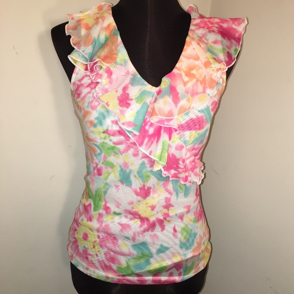 < Host Pick > CHAPS Ruffled Floral Top - Picture 4 of 5